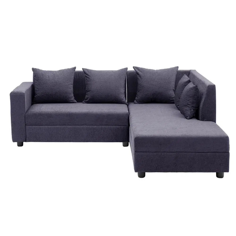 Wakefit Skiver Polyester Fabric L Shape RHS 5 Seater Sofa in Grey Colour