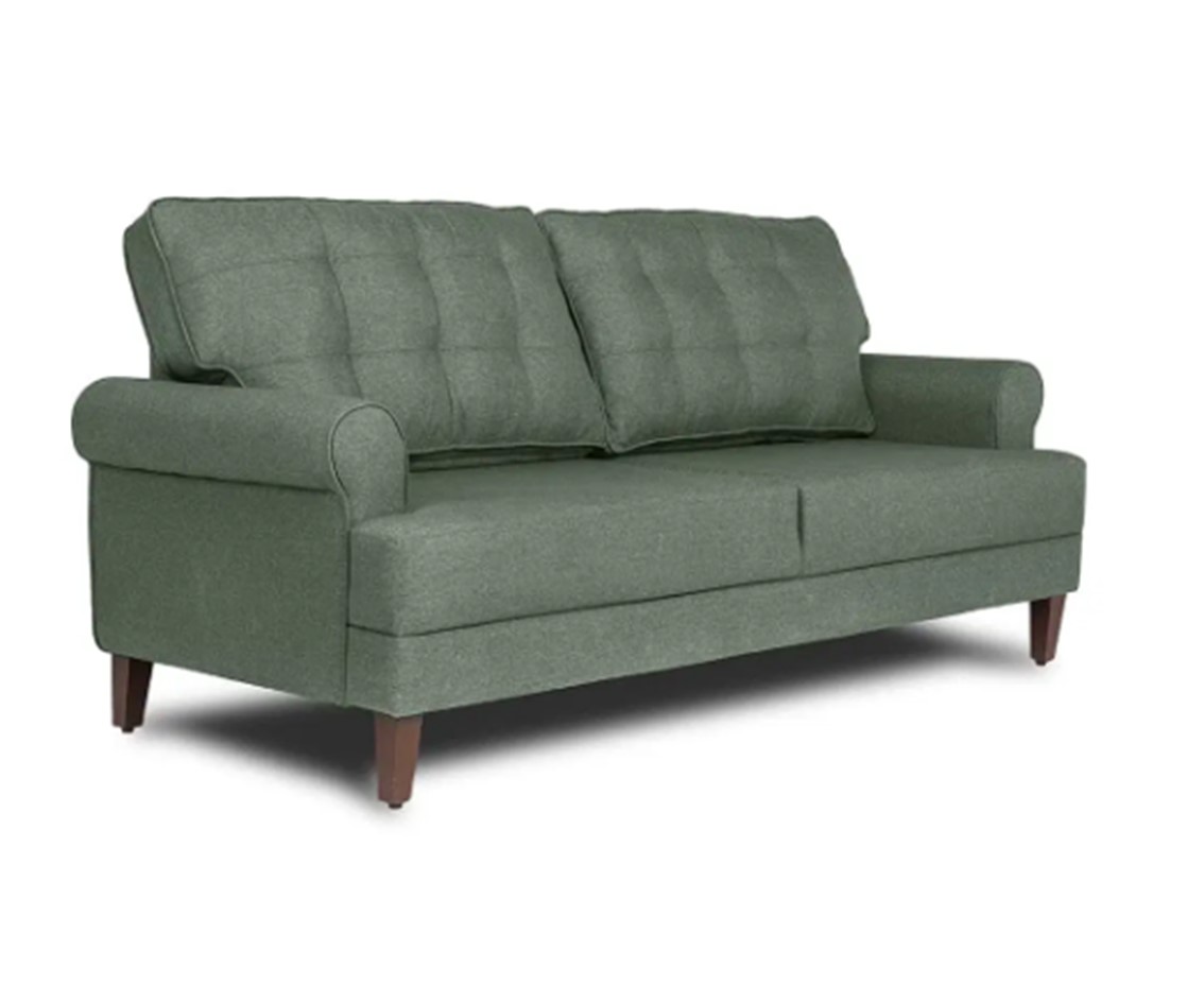 Wakefit Dreamer Polyester Fabric 3 Seater Sofa in Omega Green Colour