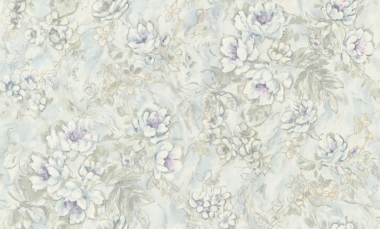 Marshalls OM 2207 Non Woven Blue Floral Wallpaper for Bedroom & Living room