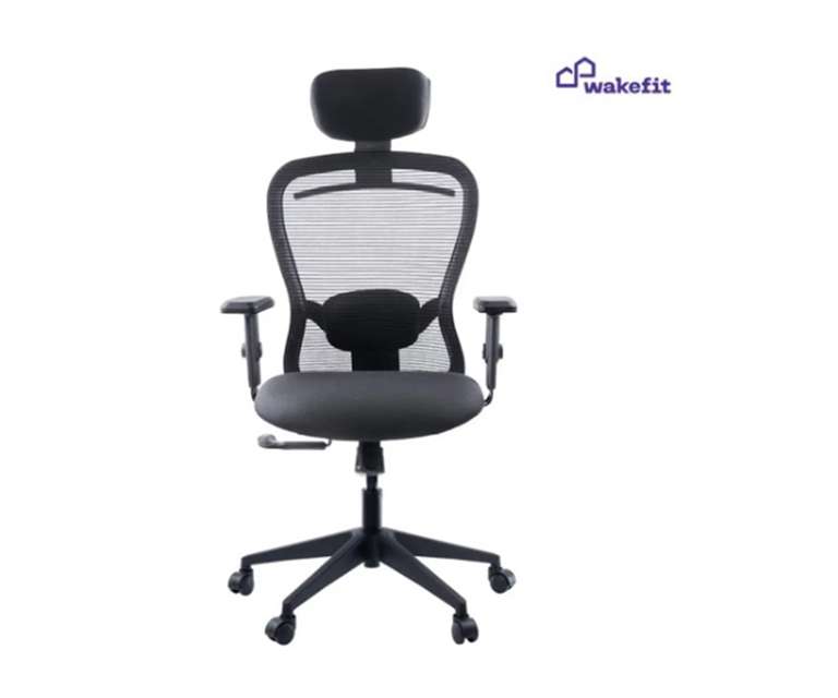 Wakefit Safari Fabric Office Chair in Smoky Grey and Black Colour