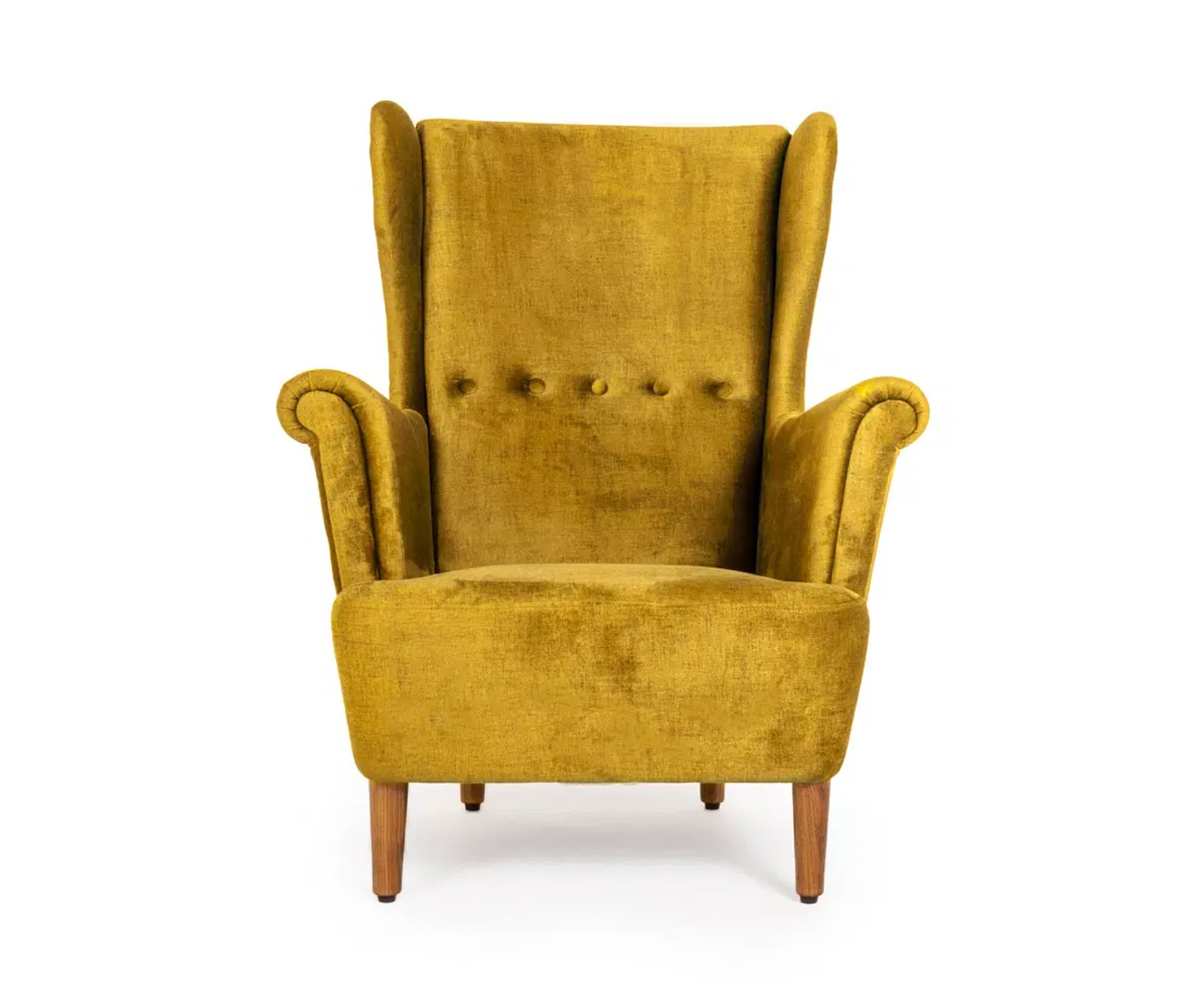 Wakefit Nicco Polyester Fabric Wing Chair in Yellow Colour