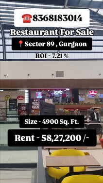 Smarr Vista Corner Sector 89 | Pre Leased Restaurant For sale |Get 59 Lakhs Rental From Possession.