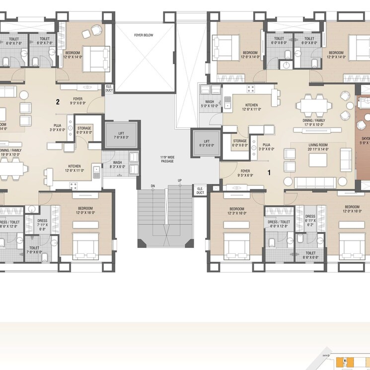 Floor Plan, vesu 4 Bedroom 3700 Sq.Ft. Apartment In Vesu Surat 2367461