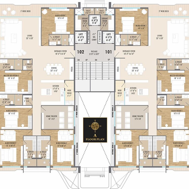 Floor Plan, vesu 5 Bedroom 4975 Sq.Ft. Apartment In Vesu Surat 2377361