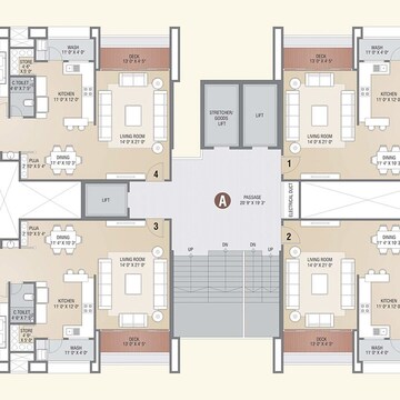 Floor Plan in 4 BHK Apartment at Vesu – for Sale