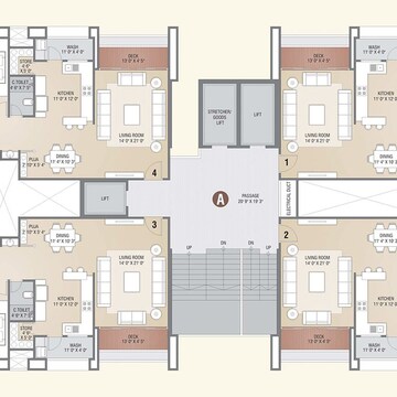 Floor Plan in 4 BHK Apartment at Vesu – for Sale
