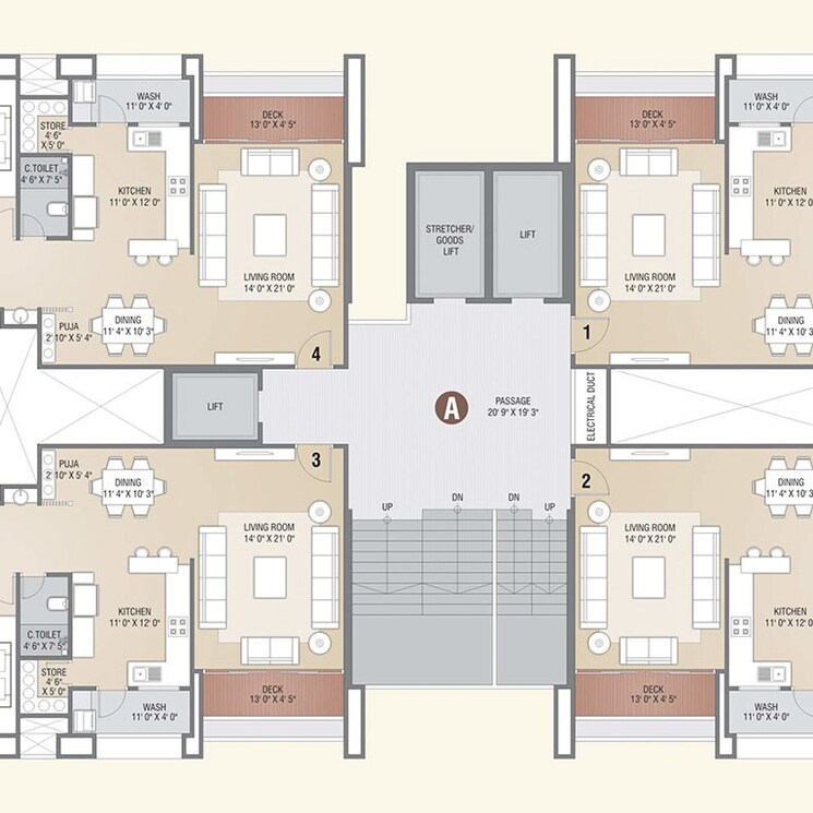 Floor Plan, vesu 4 Bedroom 3600 Sq.Ft. Apartment In Vesu Surat 2377429