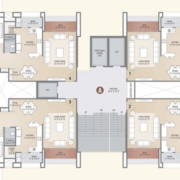 Floor Plan in 4 BHK Apartment at Vesu – for Sale