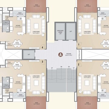 Floor Plan in 4 BHK Apartment at Vesu – for Sale