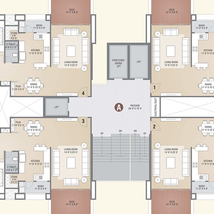 Floor Plan, vesu 4 Bedroom 3600 Sq.Ft. Apartment In Vesu Surat 2377429