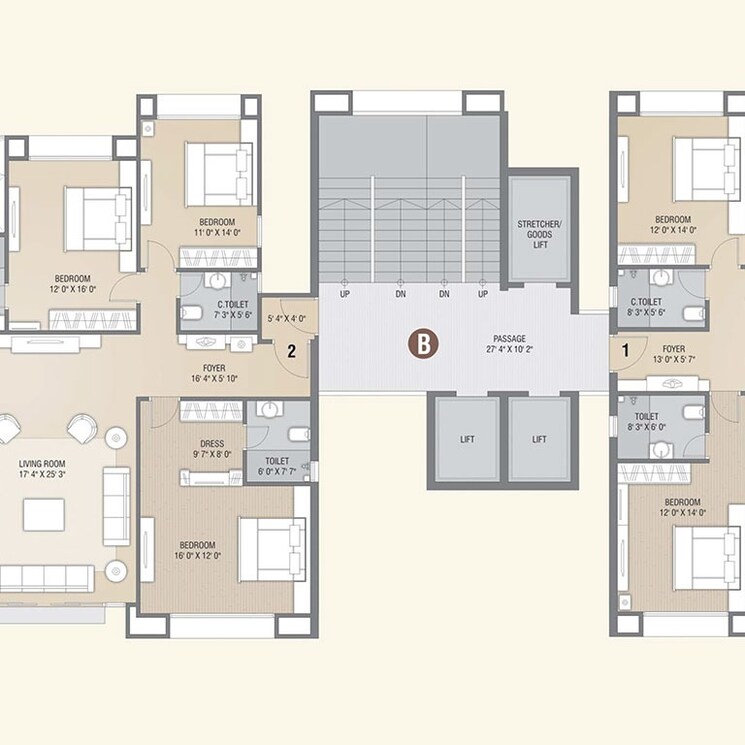 Floor Plan, vesu 4 Bedroom 3600 Sq.Ft. Apartment In Vesu Surat 2377429