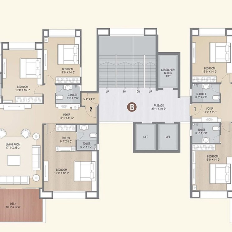 Floor Plan, vesu 4 Bedroom 3600 Sq.Ft. Apartment In Vesu Surat 2377429