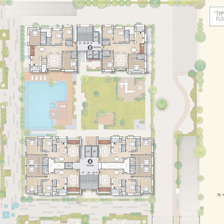 Floor Plan, vesu 4 Bedroom 3600 Sq.Ft. Apartment In Vesu Surat 2377429