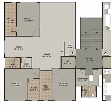 Floor Plan in 3 BHK Apartment at Vesu – for Sale