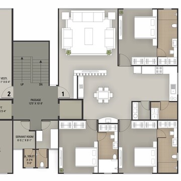 Floor Plan in 3 BHK Apartment at Vesu – for Sale