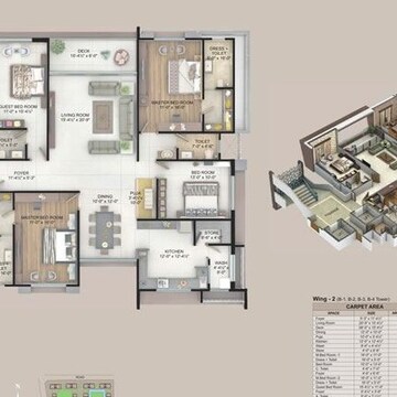 Floor Plan in 3 BHK Apartment at Vesu – for Sale