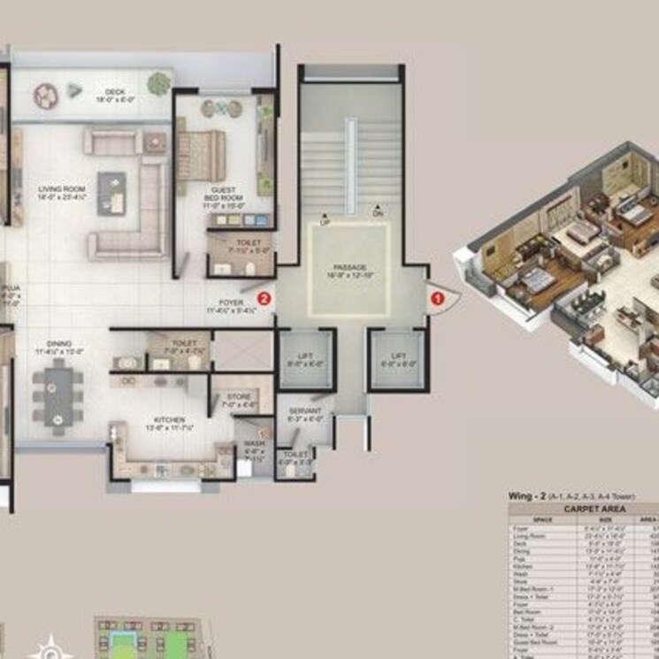 Floor Plan, vesu 3 Bedroom 2505 Sq.Ft. Apartment In Vesu Surat 2377619