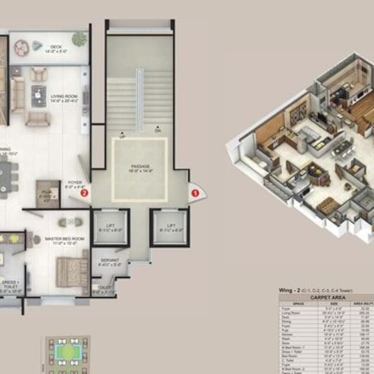 Floor Plan, vesu 3 Bedroom 2505 Sq.Ft. Apartment In Vesu Surat 2377619