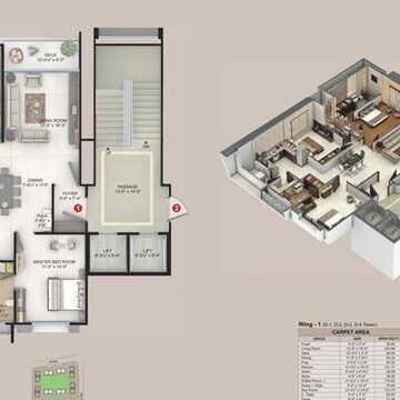 Floor Plan in 3 BHK Apartment at Vesu – for Sale