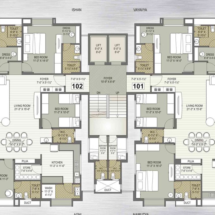Floor Plan, vesu 4 Bedroom 3065 Sq.Ft. Apartment In Vesu Surat 2377685