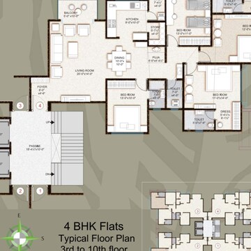 Floor Plan in 4 BHK Apartment at Vesu – for Sale