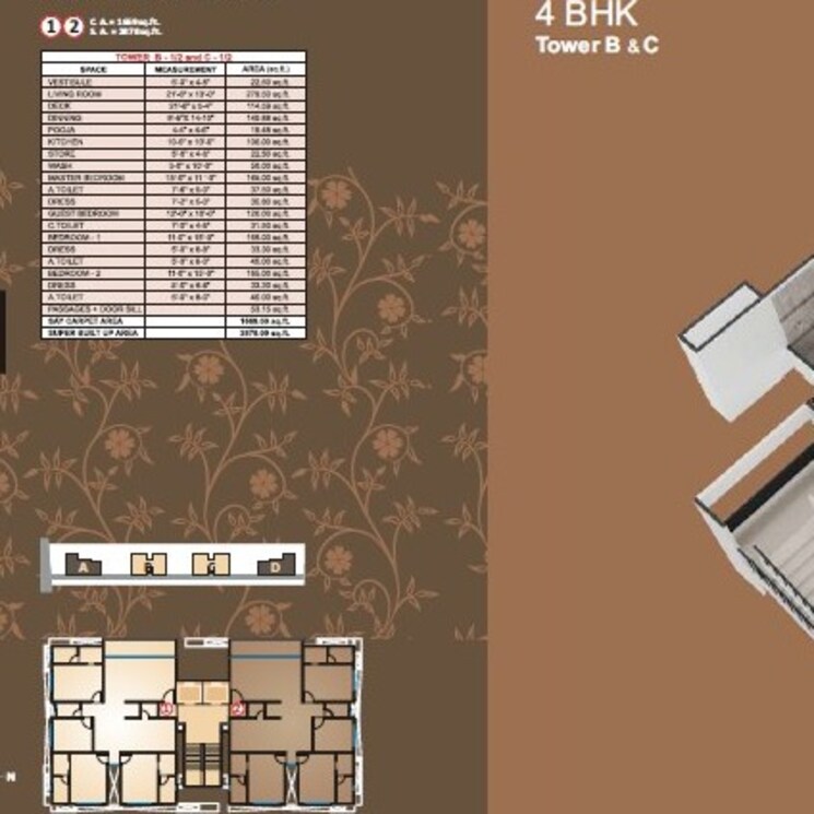 Floor Plan, vesu 4 Bedroom 2795 Sq.Ft. Apartment In Vesu Surat 2377809