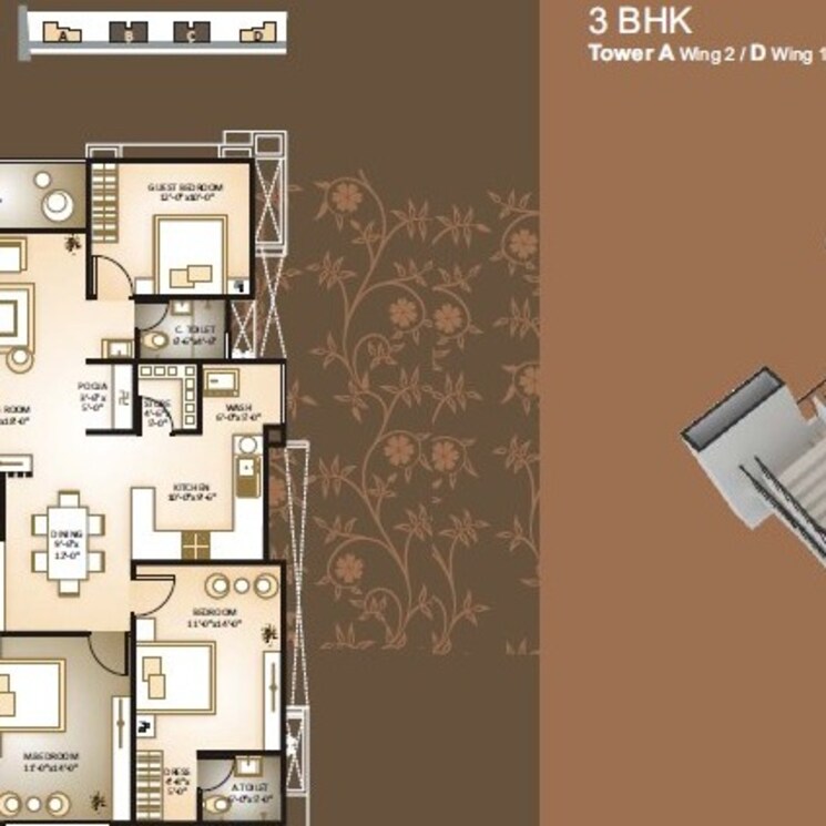 Floor Plan, vesu 4 Bedroom 2795 Sq.Ft. Apartment In Vesu Surat 2377809