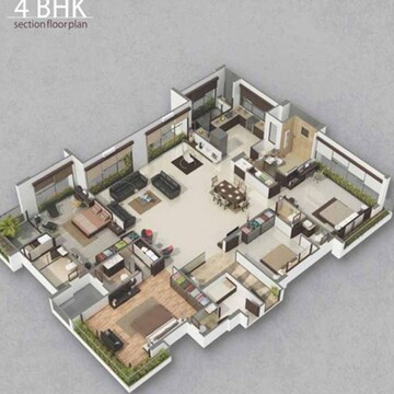 Floor Plan in 4 BHK Apartment at Vesu – for Sale