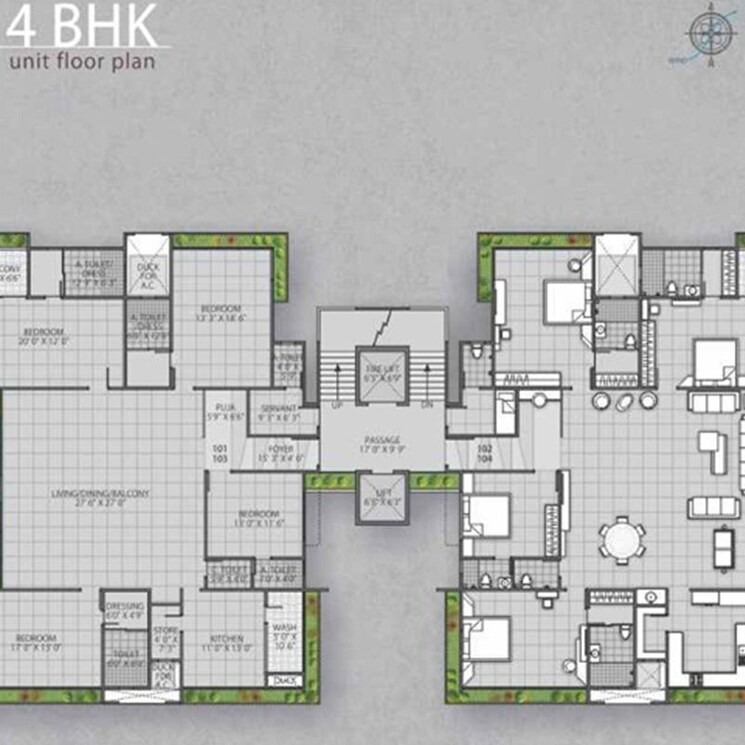 Floor Plan, vesu 4 Bedroom 4200 Sq.Ft. Apartment In Vesu Surat 2377878