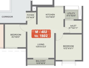 Floor Plan in 1 BHK Apartment at Rohan Upavan, Hennur – for Rent