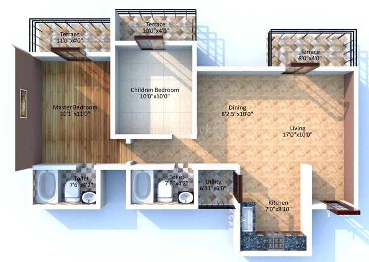 Floor Plan, puranik-abitante 2 Bedroom 700 Sq.Ft. Apartment In Bavdhan Pune 5108514