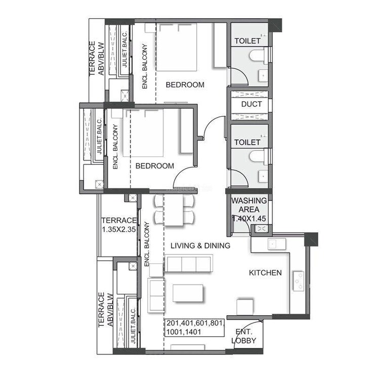 Floor Plan, puranik-abitante 2 Bedroom 700 Sq.Ft. Apartment In Bavdhan Pune 5108514
