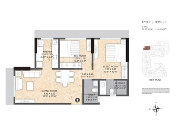 Floor Plan in 2 BHK Apartment at Paranjape Athena, Bandra East – for Sale