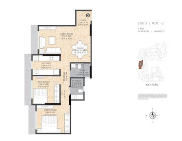 Floor Plan in 2 BHK Apartment at Paranjape Athena, Bandra East – for Sale