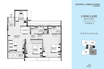 Floor Plan in 2 BHK Apartment at Godrej Urban Park, Chandivali – for Sale
