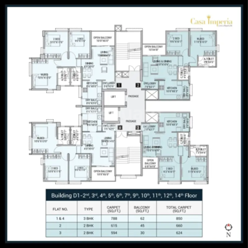 Floor Plan in 2 BHK Apartment at Casa Imperia, Wakad – for Sale