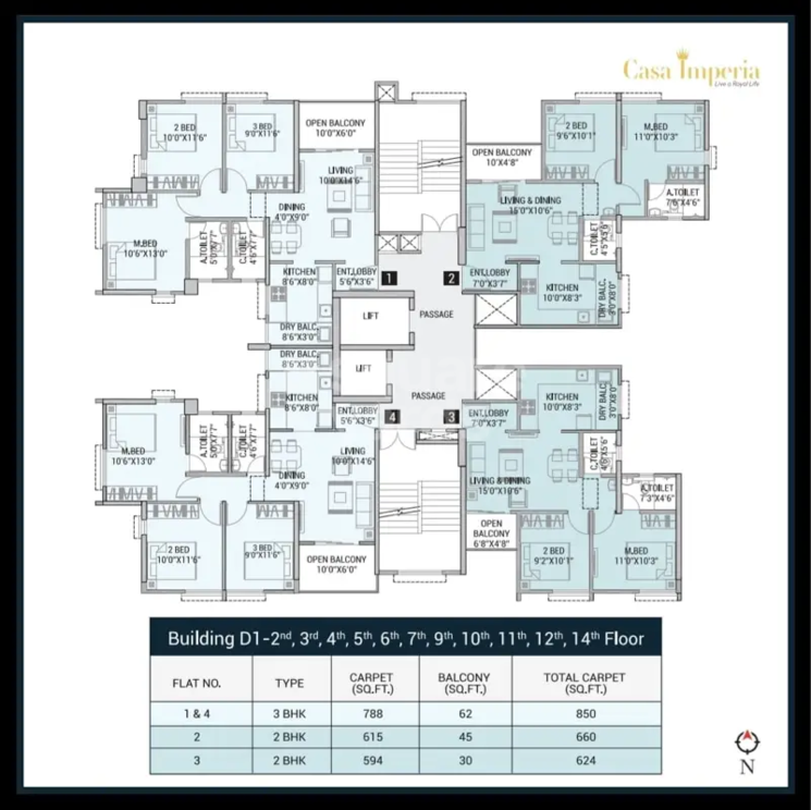 Floor Plan, casa-imperia 2 Bedroom 726 Sq.Ft. Apartment In Wakad Pune 5293904
