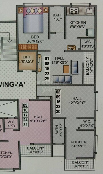 Floor Plan in 1 BHK Apartment at Narhe – for Rent