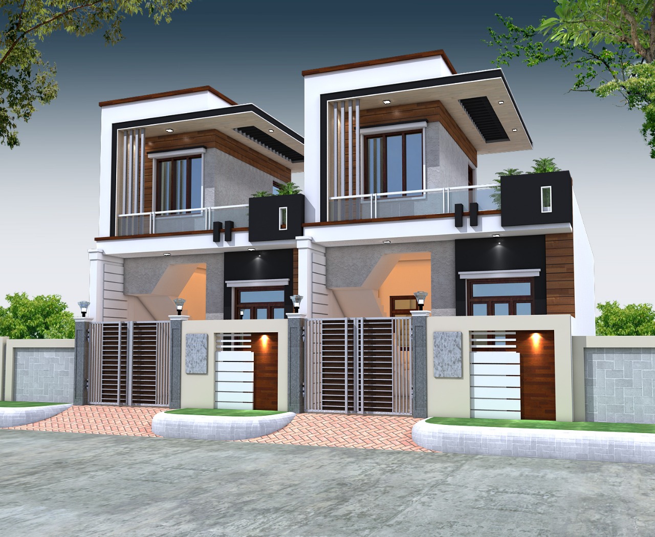 House Front Compound Wall Design