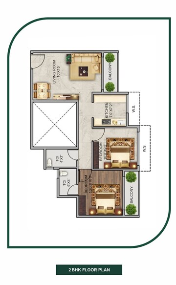 Floor Plan in 1 BHK Apartment at Sai Shradha The Greens, Taloja – for Sale
