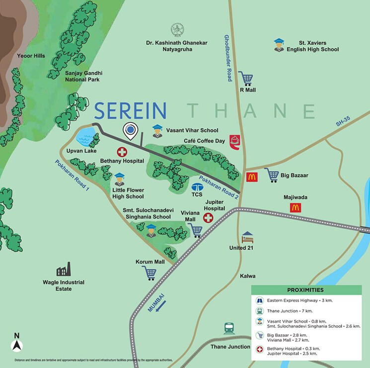 Map Location, tata-serein 3 Bedroom 1250 Sq.Ft. Apartment In Pokhran Road No Two Thane 5868506