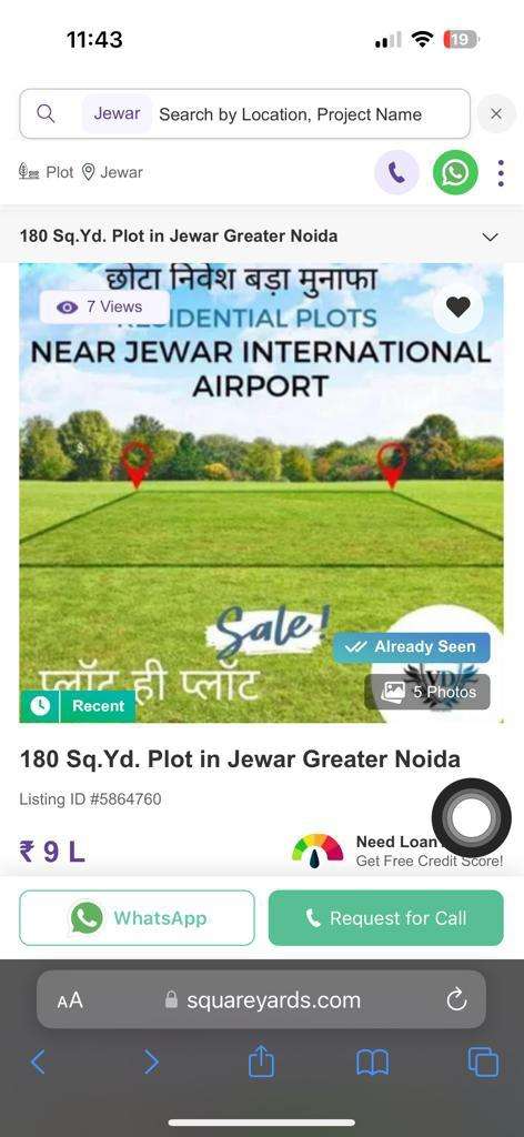 105 Sq.Yd. Plot in Jewar Greater Noida