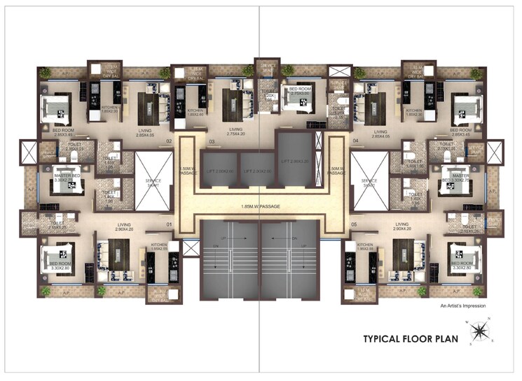 Floor Plan, bhimjyani-verraton 2 Bedroom 841 Sq.Ft. Apartment In Manpada Thane 6058609