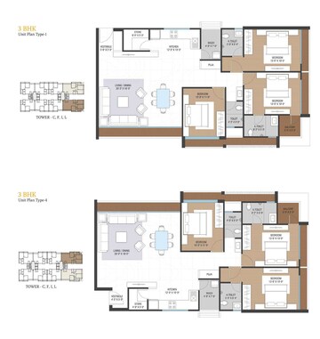 Floor Plan in 3 BHK Apartment at Vesu – for Sale