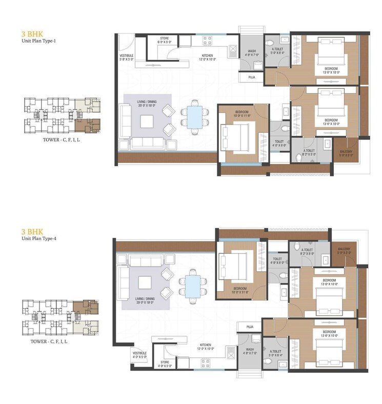 Floor Plan, vesu 3 Bedroom 2018 Sq.Ft. Apartment In Vesu Surat 6264538