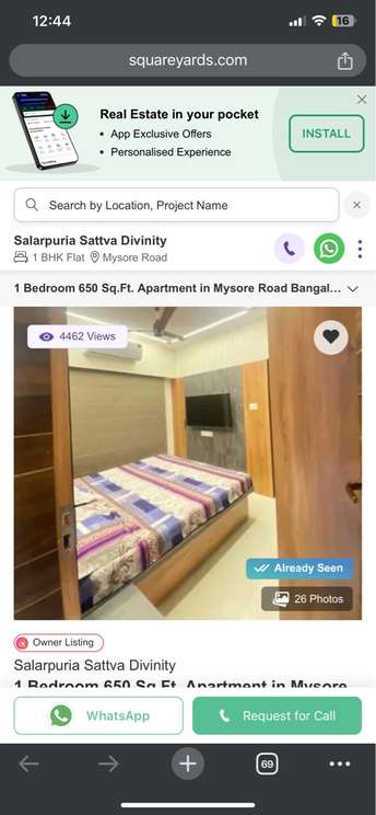 3 BHK Apartment For Rent in Salarpuria Sattva Divinity Mysore Road Bangalore 6277323