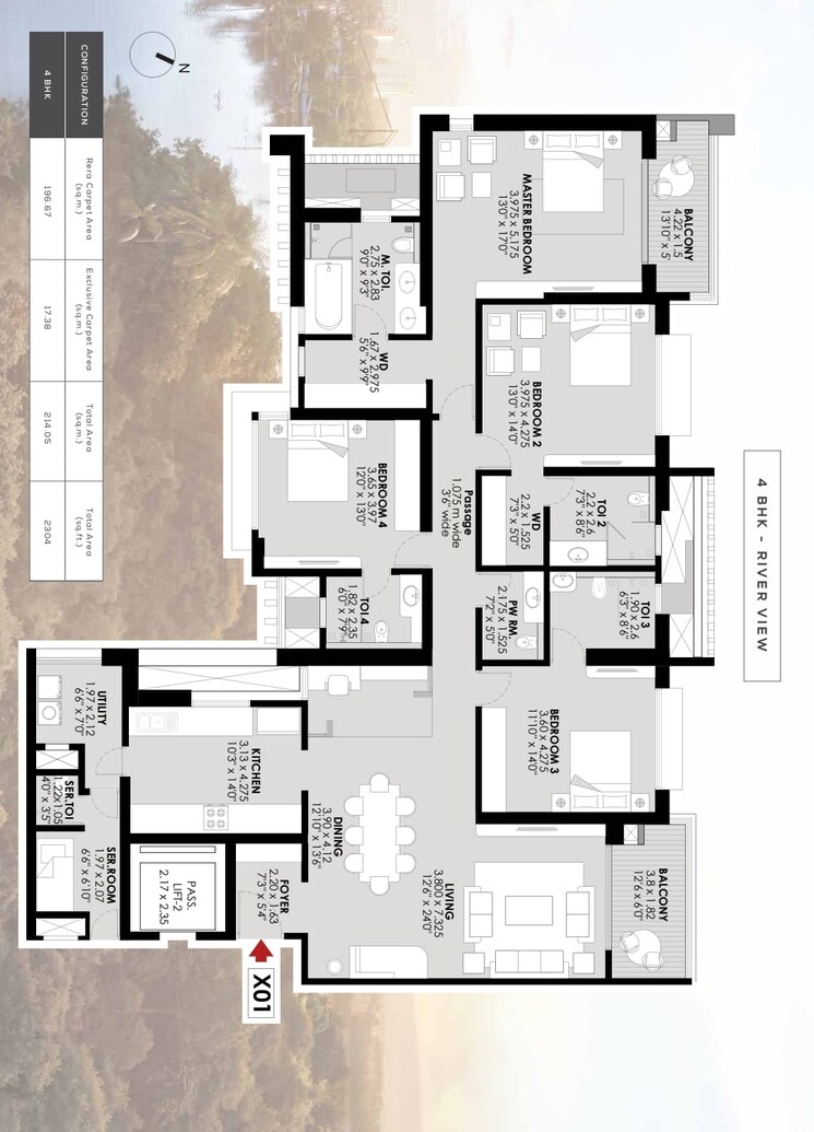 Floor Plan, godrej-river-royale 4 Bedroom 2304 Sq.Ft. Apartment In Mahalunge Pune 6283890