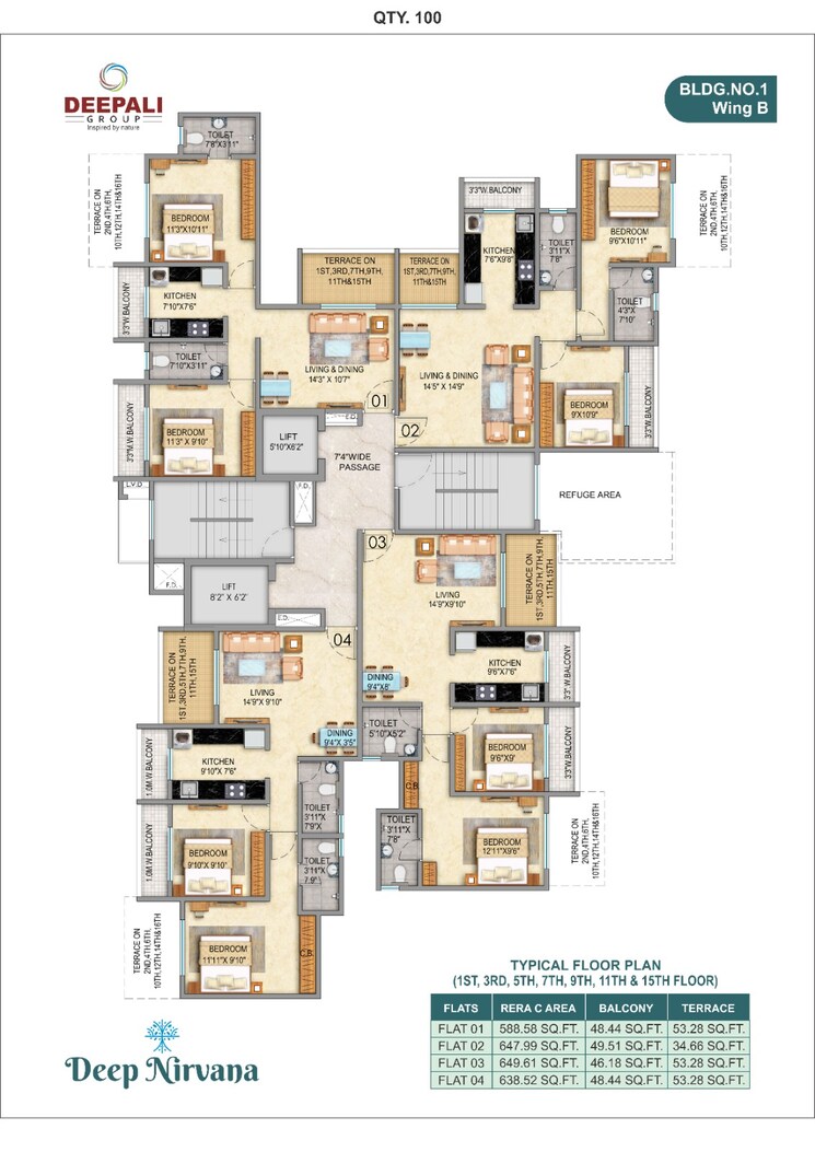 Floor Plan, deepali-deep-nirvana 2 Bedroom 990 Sq.Ft. Apartment In Kalyan East Thane 6291561