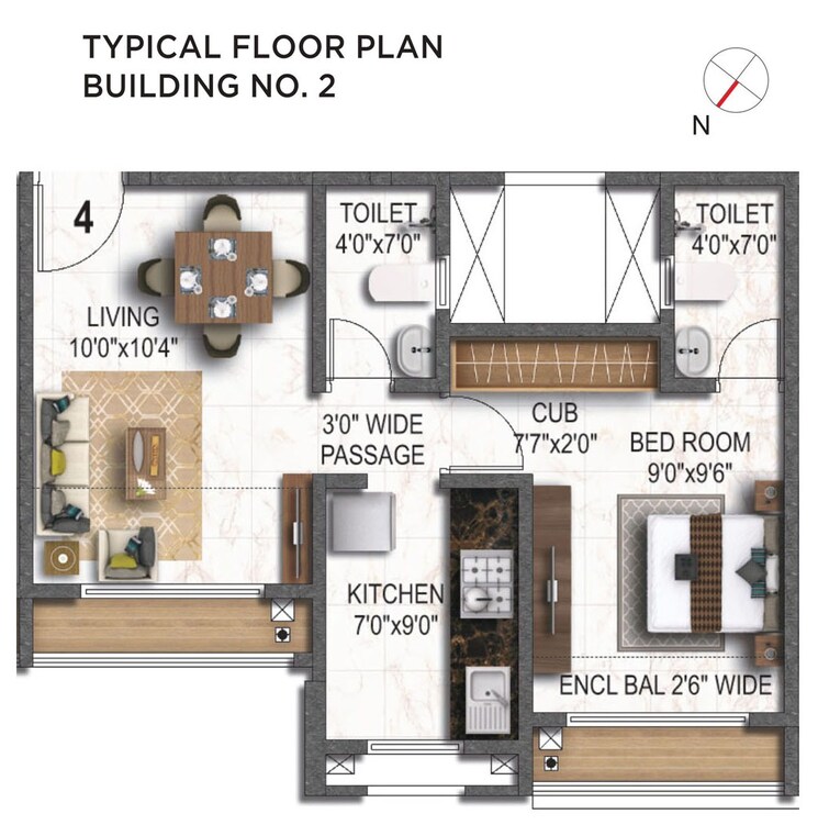 Floor Plan, siddharth-riverwood-park 1 Bedroom 389 Sq.Ft. Apartment In Dombivli East Thane 6296225