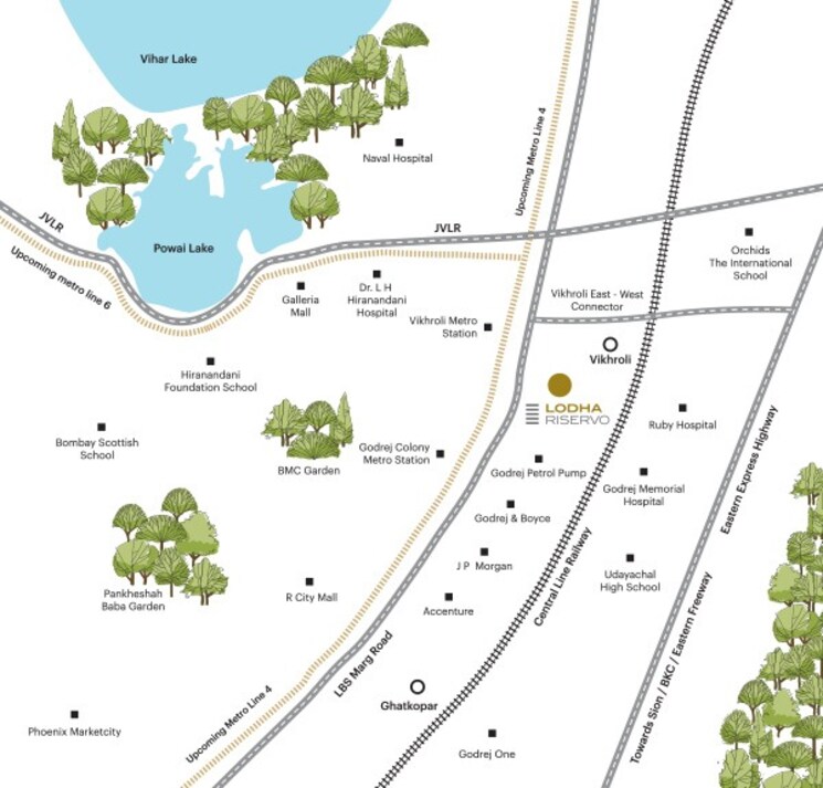 Map Location, lodha-riservo 2 Bedroom 894 Sq.Ft. Apartment In Vikhroli West Mumbai 6305426